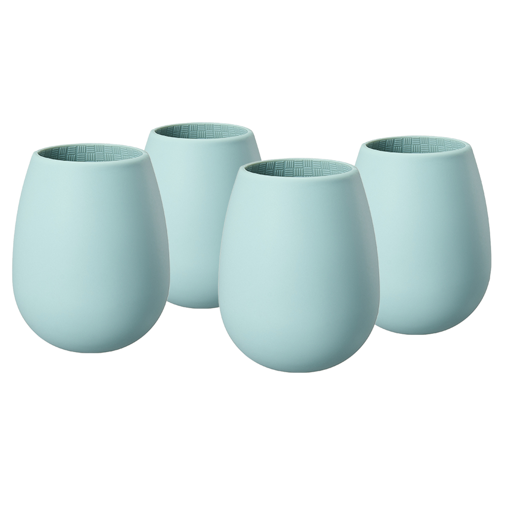 Unbreakable Silicone Stemless Wine Glassware | Set of 4 (Light Blue)-0