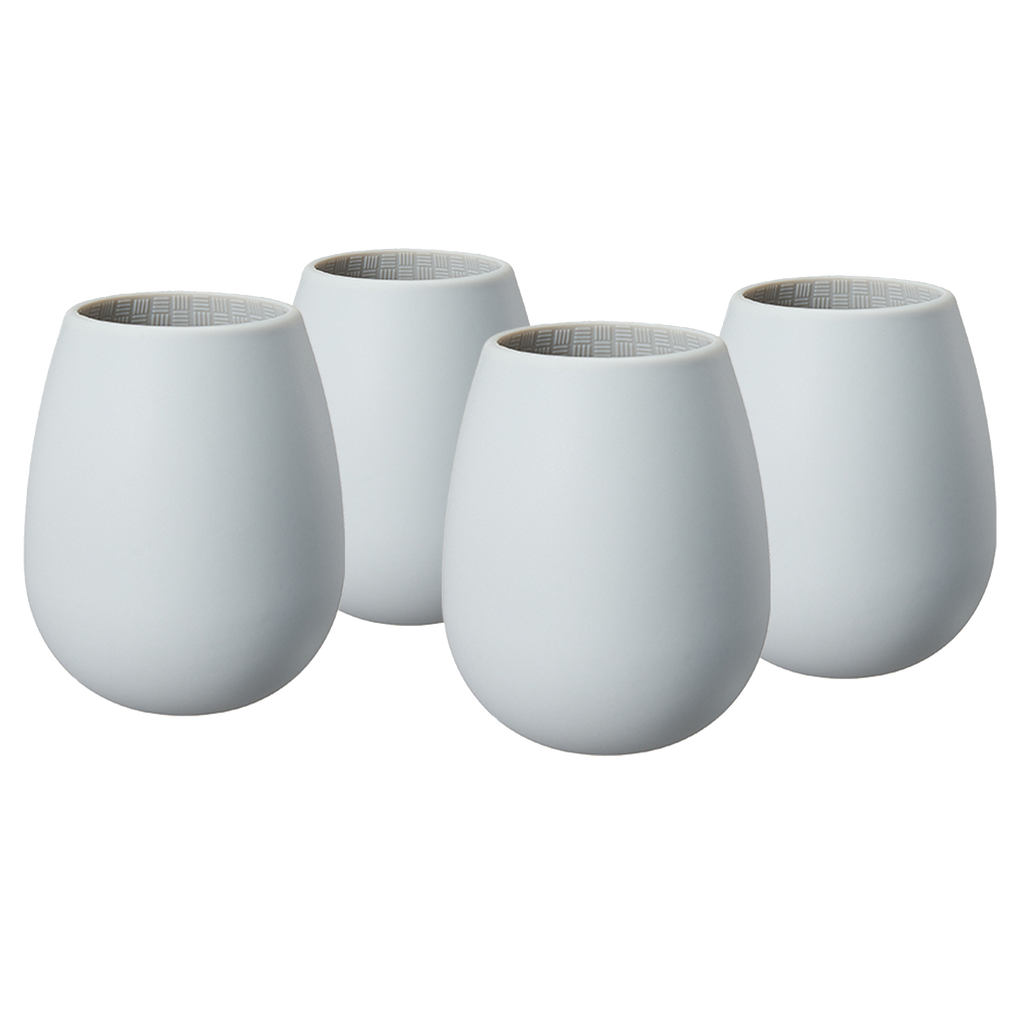 Unbreakable Silicone Stemless Wine Glassware | Set of 4 (Light Grey)-0