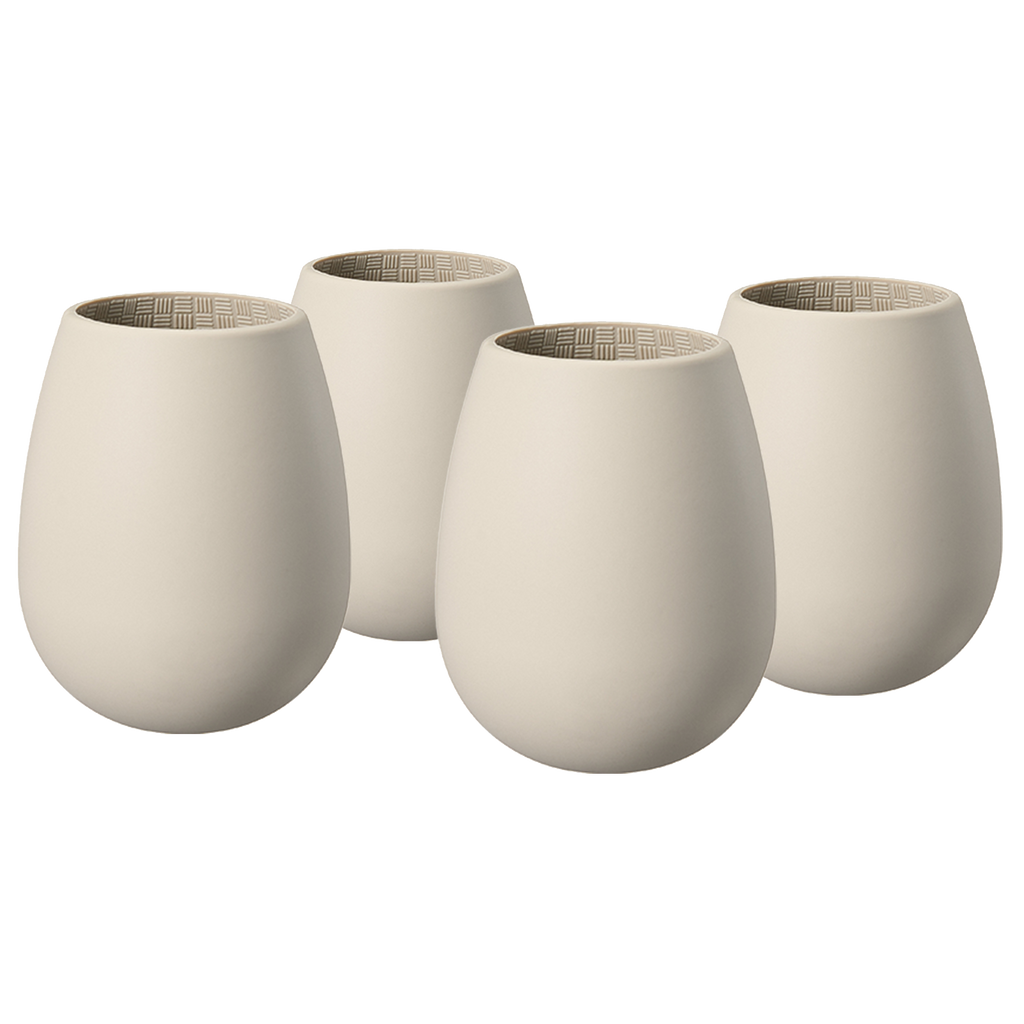 Unbreakable Silicone Stemless Wine Glassware | Set of 4 (Tan)-0