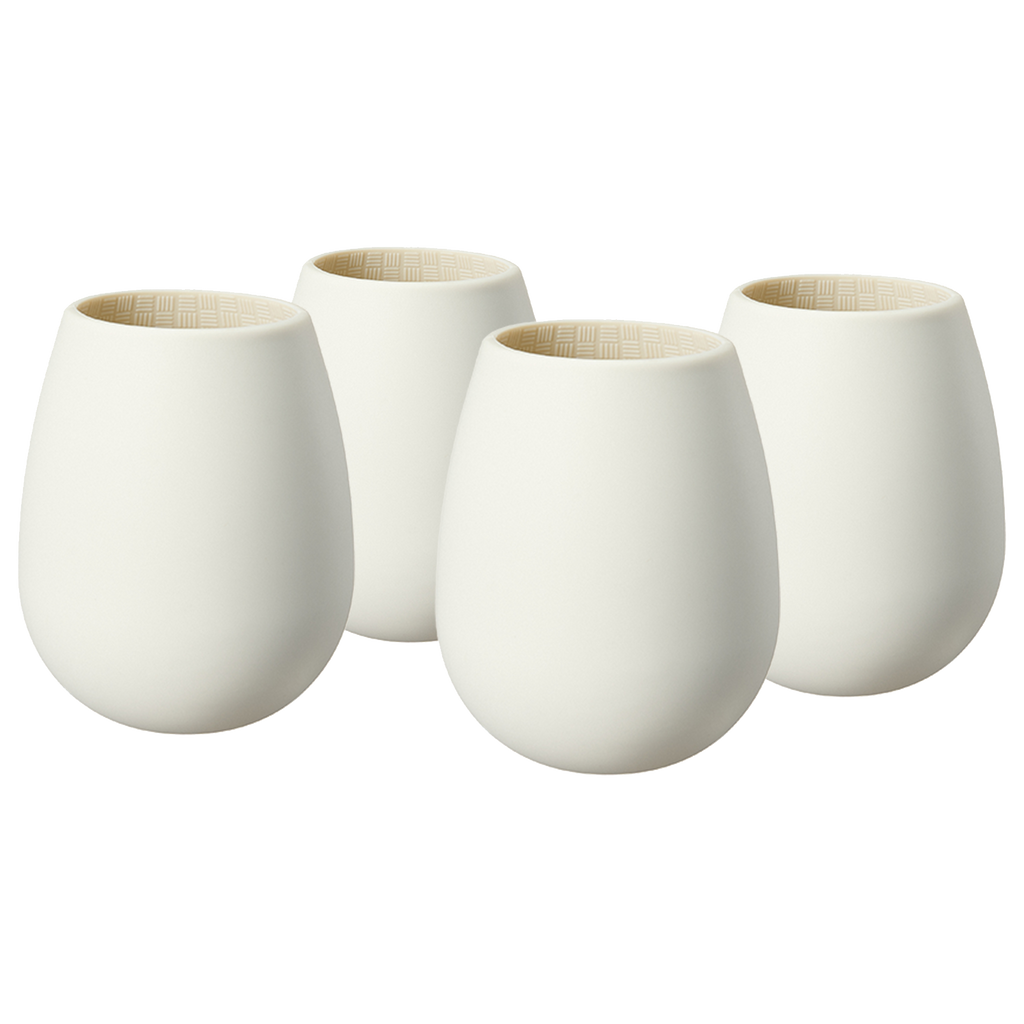 Unbreakable Silicone Stemless Wine Glassware | Set of 4 (White)-0