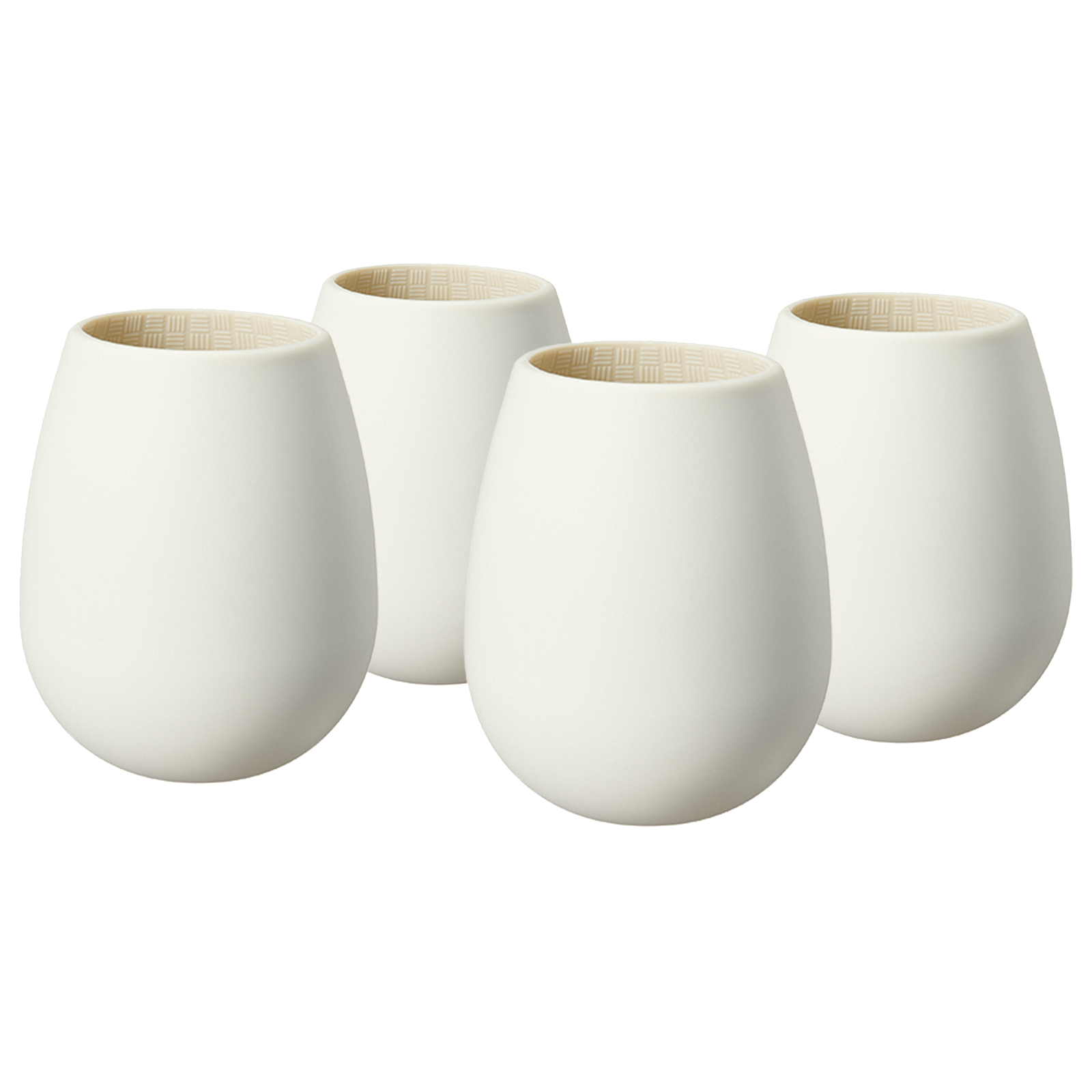 Unbreakable Silicone Stemless Wine Glassware | Set of 4 (White)-0