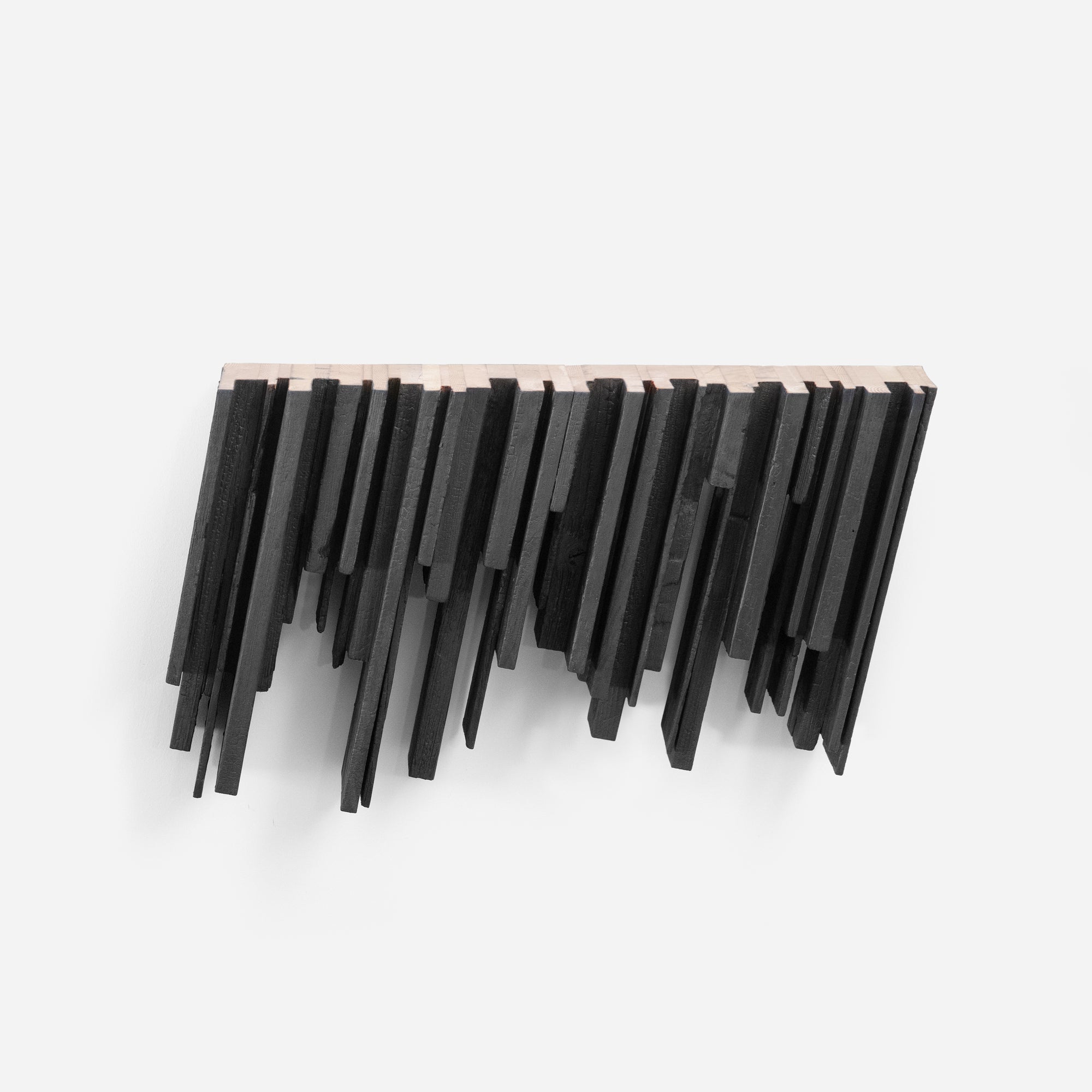 Inverted Geometric Floating Wood Shelf