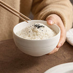Minimalist White Brushed Ceramic Bowl – For Rice, Soup, or Noodles-2