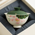 Handmade Ceramic Gaiwan with Lotus Design – 95ml Traditional Chinese Tea Cup with Lid-3
