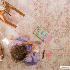 Short-Fiber Myda Pink Vintage-Washed Medallion Rug