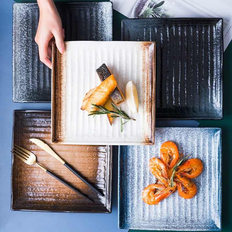 Textured Square Presentation Plate — Modern Fine Dining Statement Piece-1
