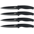 Steak Knife Set 4 Titanium Coated Black Handle, Black Blade