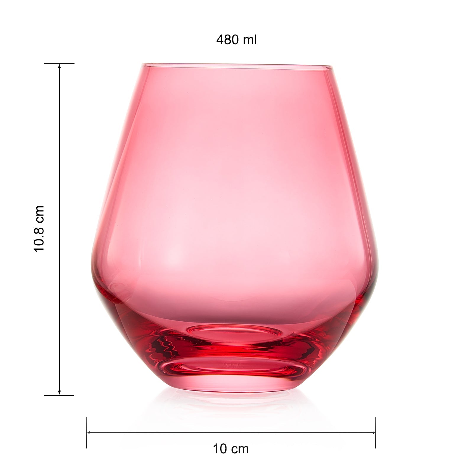 Coral & Fuchsia Colored Wine Glassware | Set of 2 | Large 16 oz Stemless Glasses