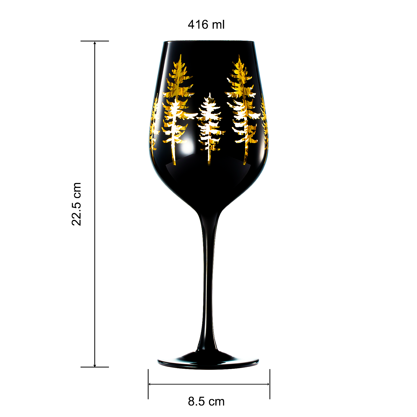 Crystal Winter Trees Black & Gold Stemmed Wine Glasses - Set of 2-2