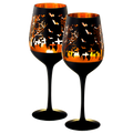 Crystal Halloween Stemmed Wine Glasses - Set of 2-0