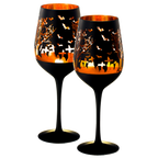 Crystal Halloween Stemmed Wine Glasses - Set of 2-0
