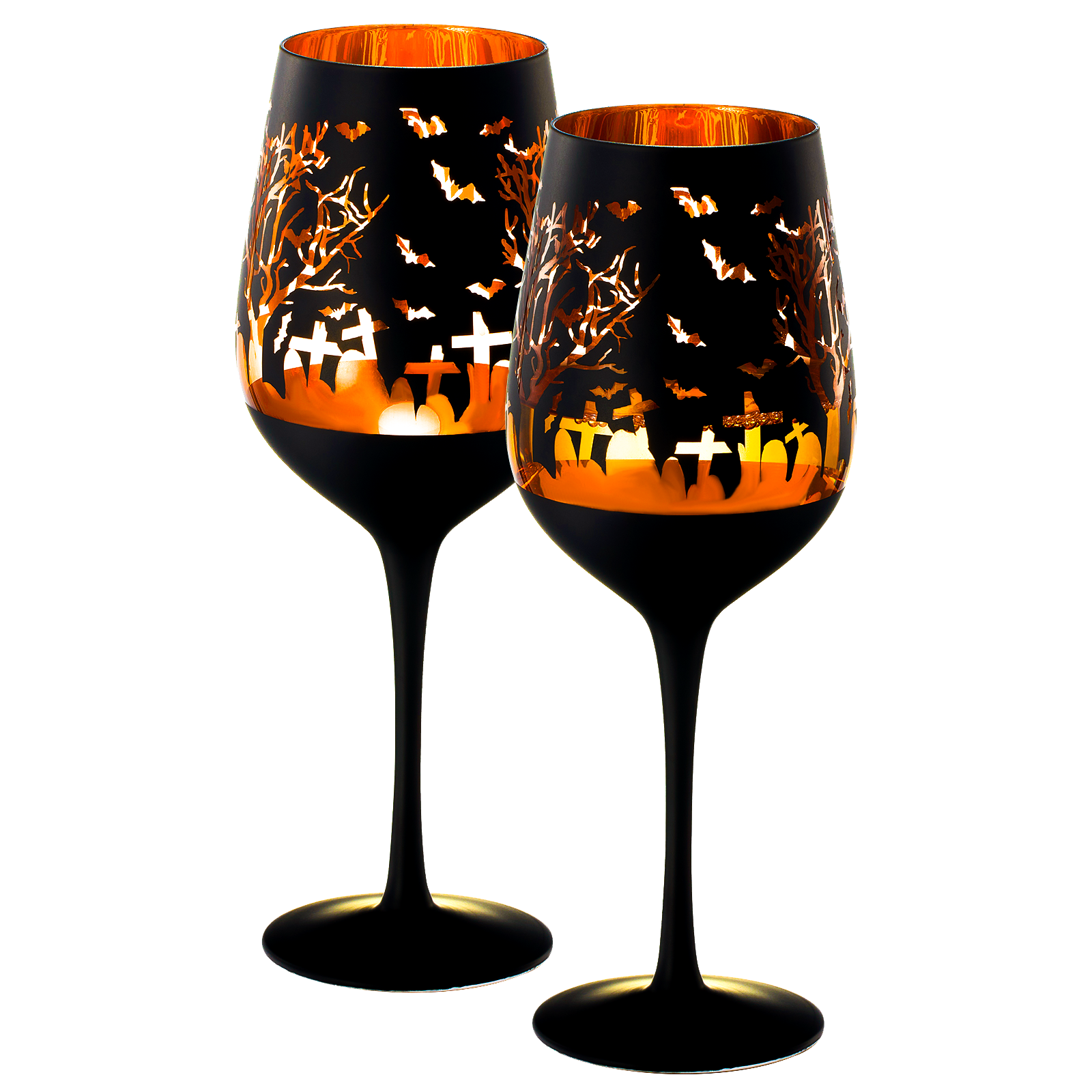 Crystal Halloween Stemmed Wine Glasses - Set of 2-0