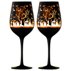 Crystal Halloween Stemmed Wine Glasses - Set of 2-3