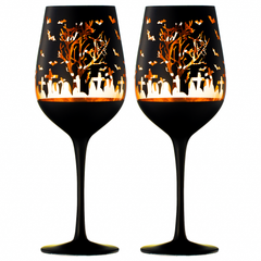 Crystal Halloween Stemmed Wine Glasses - Set of 2-3