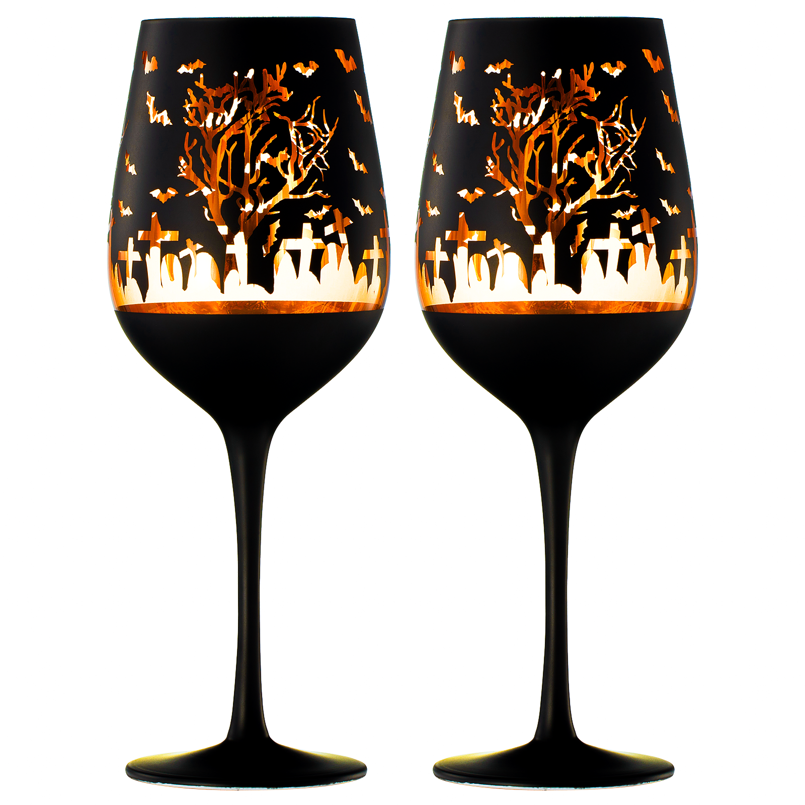 Crystal Halloween Stemmed Wine Glasses - Set of 2-3