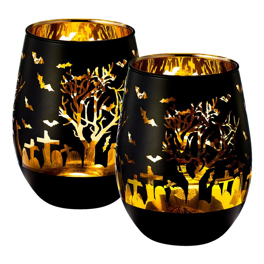 Crystal Halloween Stemless Wine Glass - Set of 2-0