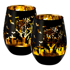 Crystal Halloween Stemless Wine Glass - Set of 2-0