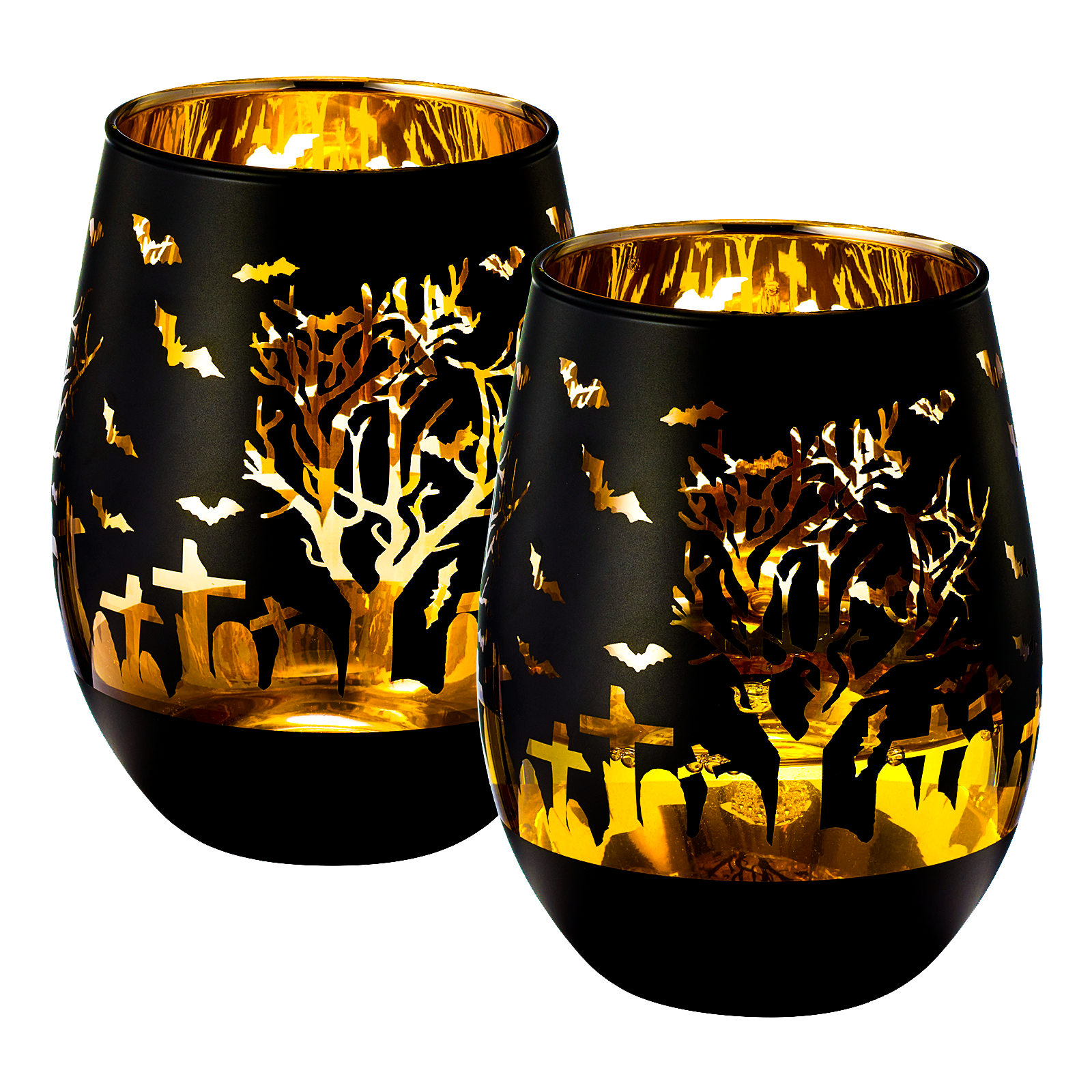 Crystal Halloween Stemless Wine Glass - Set of 2-0