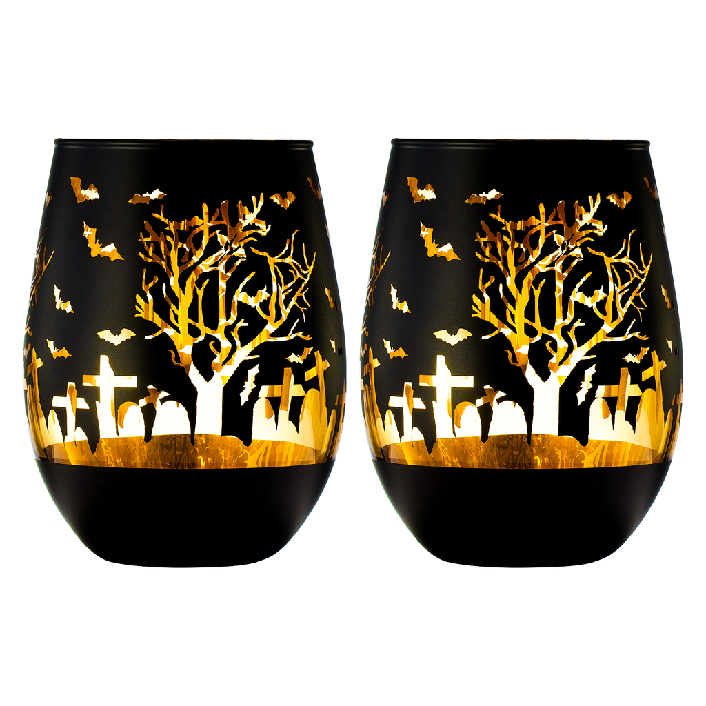 Crystal Halloween Stemless Wine Glass - Set of 2-3