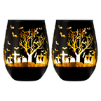 Crystal Halloween Stemless Wine Glass - Set of 2-3