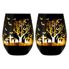 Crystal Halloween Stemless Wine Glass - Set of 2-3
