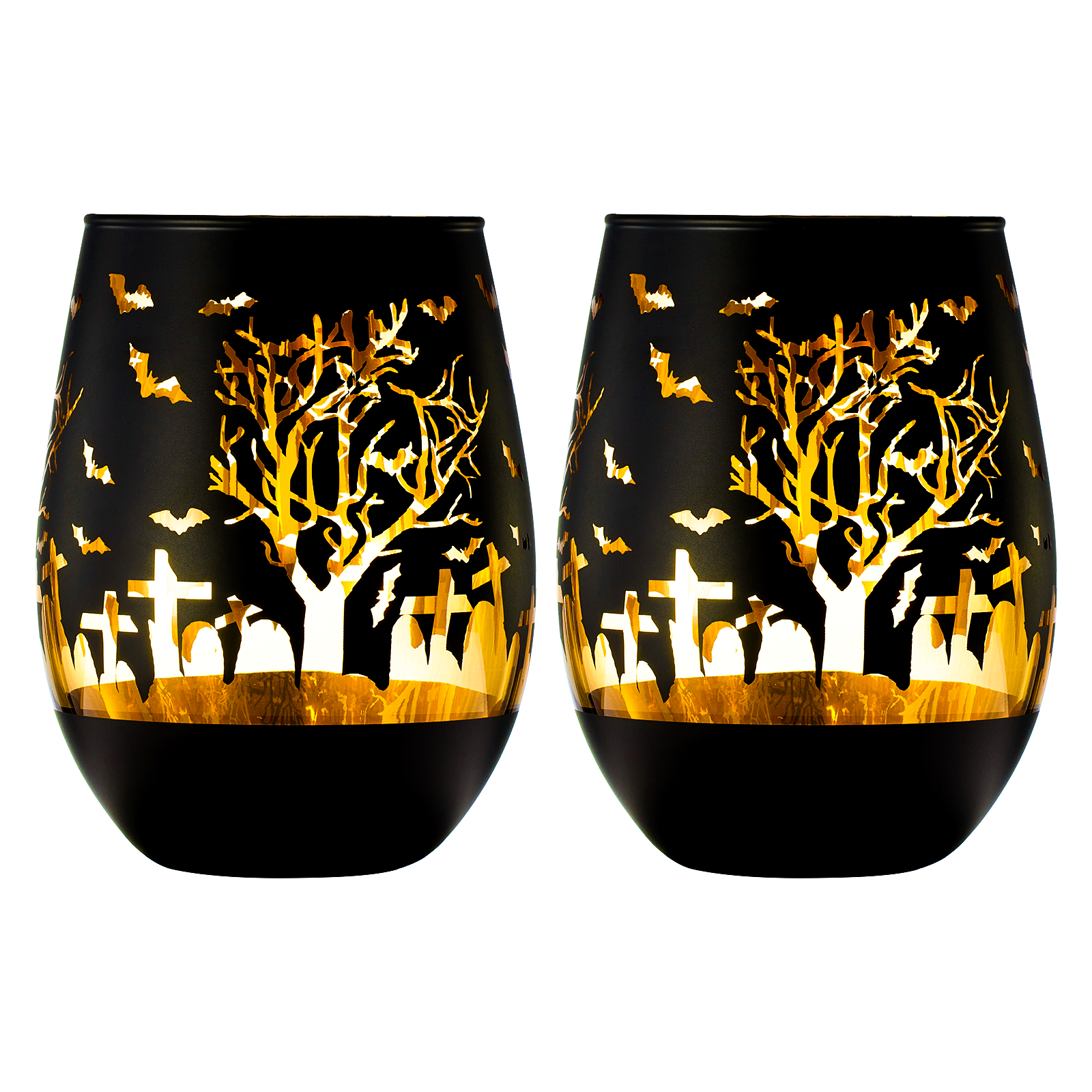 Crystal Halloween Stemless Wine Glass - Set of 2-3