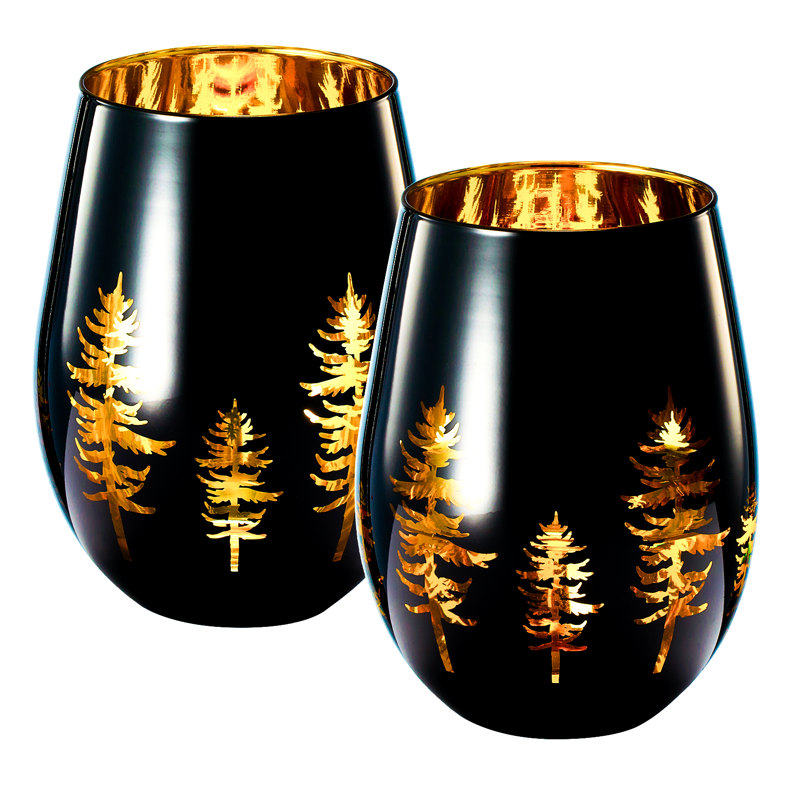 Crystal Holiday Winter Christmas Trees Black - Set of 2-0