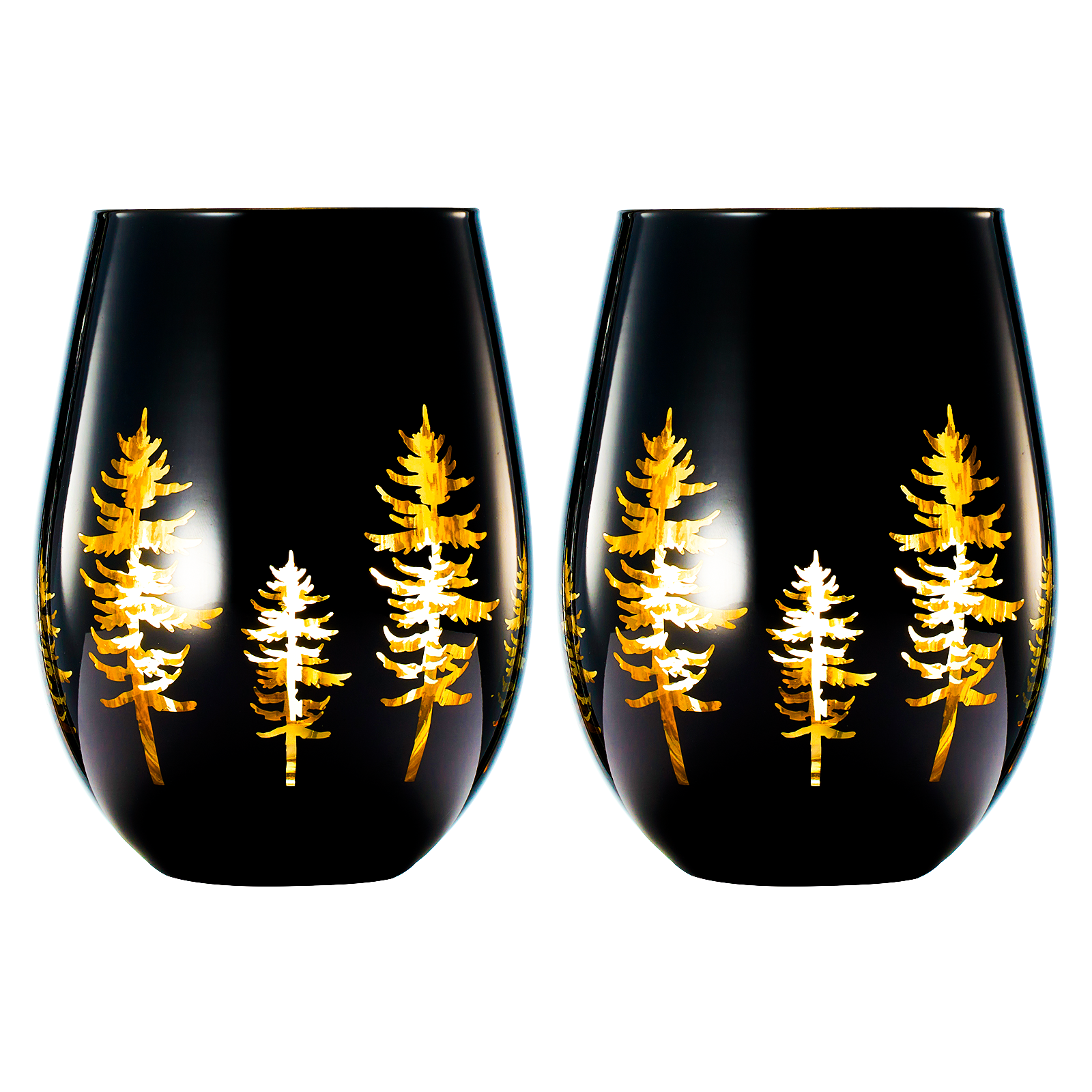Crystal Holiday Winter Christmas Trees Black - Set of 2-3