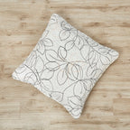 Tache Modern Abstract Leaf Line Art Foliage White Grey Black Gold Cushion Covers / Euro Sham (TJ3571)-4