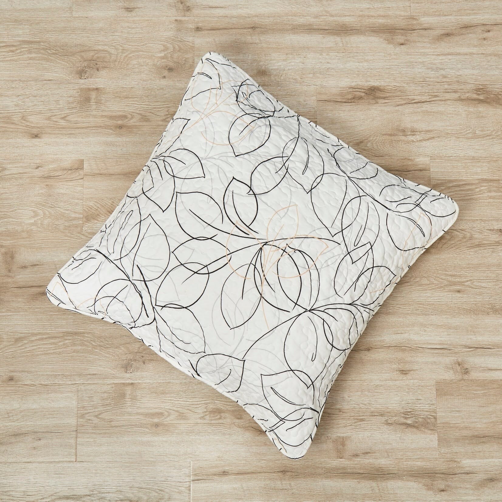 Tache Modern Abstract Leaf Line Art Foliage White Grey Black Gold Cushion Covers / Euro Sham (TJ3571)-4