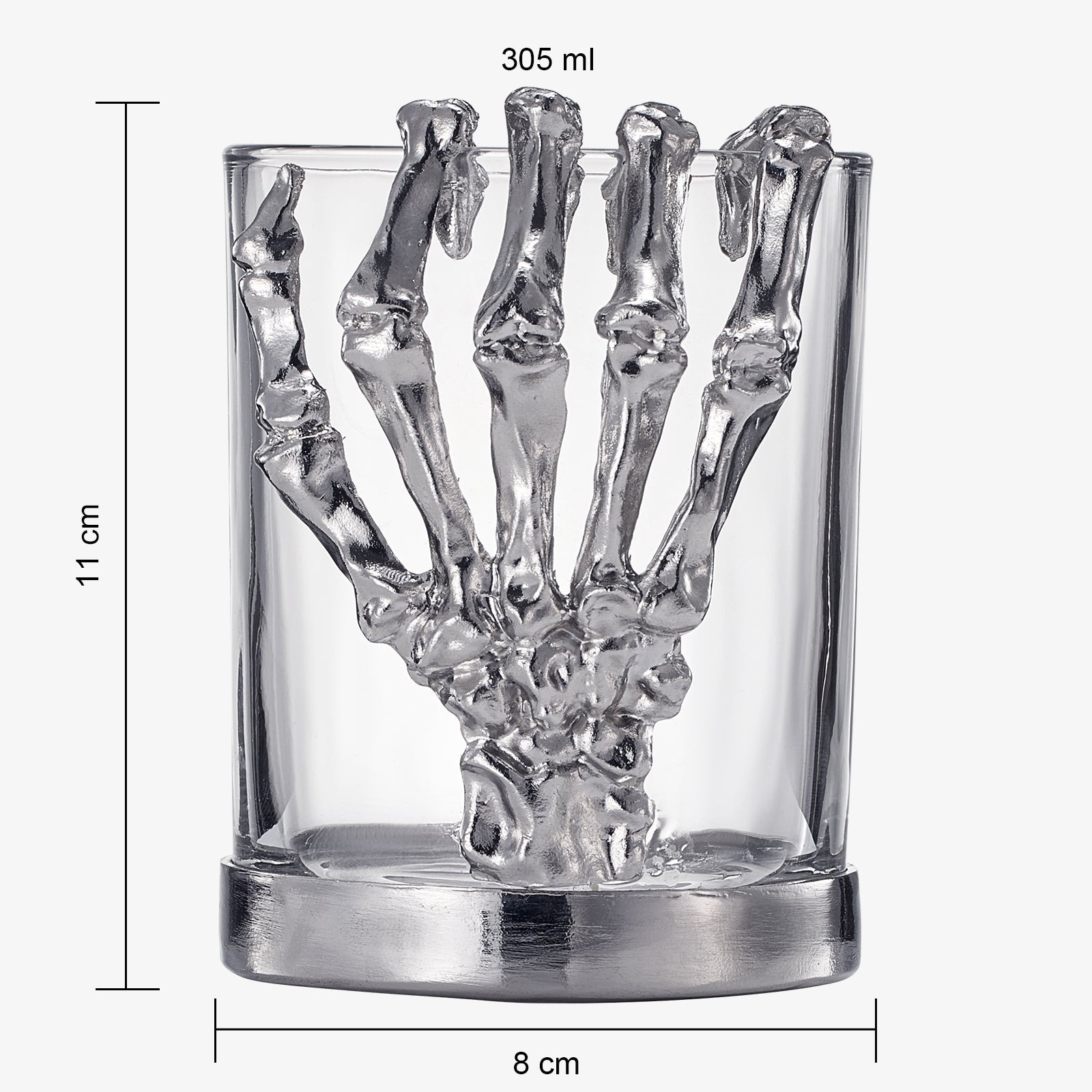 Skeleton Whiskey Glass Tumbler | Set of 2 | 10oz Glasses 4.3" H
