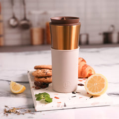Bronze Gold Travel Mug - Eucalyptus 15 Oz