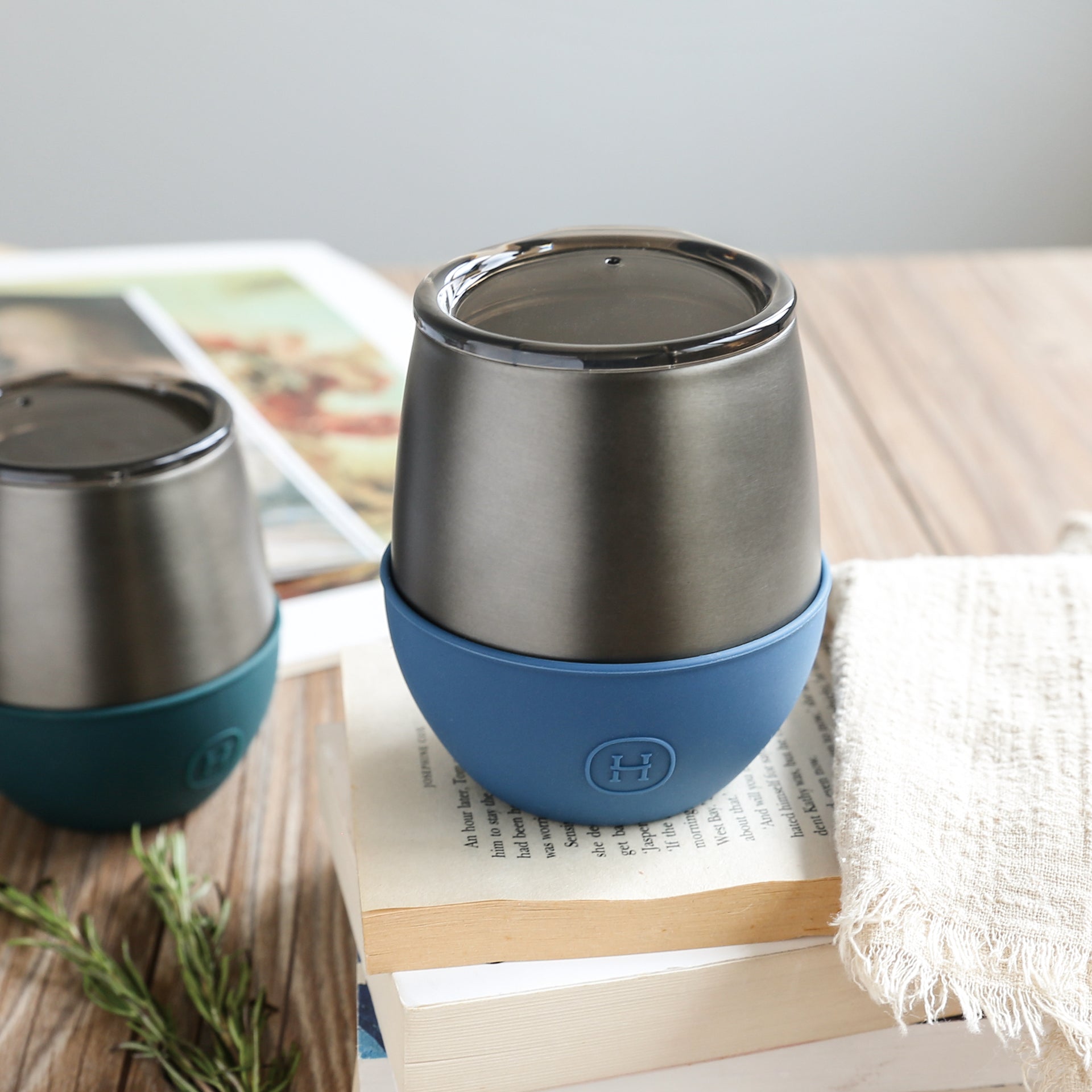 Titanium Grey Tumbler-Navy Blue 8 OZ