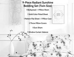 DaDa Bedding Sunshine Yellow Hummingbird Floral Bed in a Bag Set