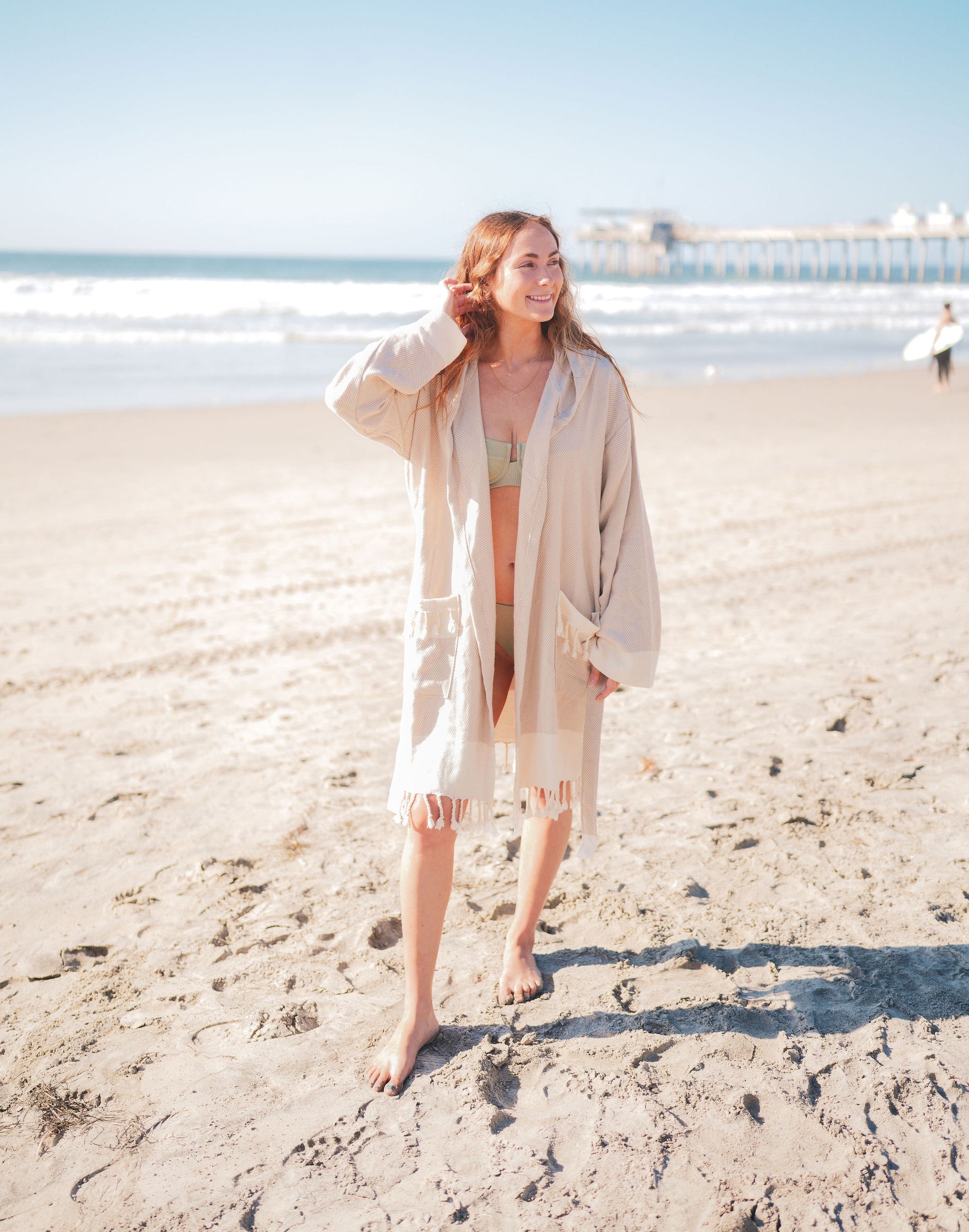 Chevron Cotton Turkish Bathrobe – 100% Turkish Cotton Chevron Weave Unisex Robe (S/M, L/XL)-5