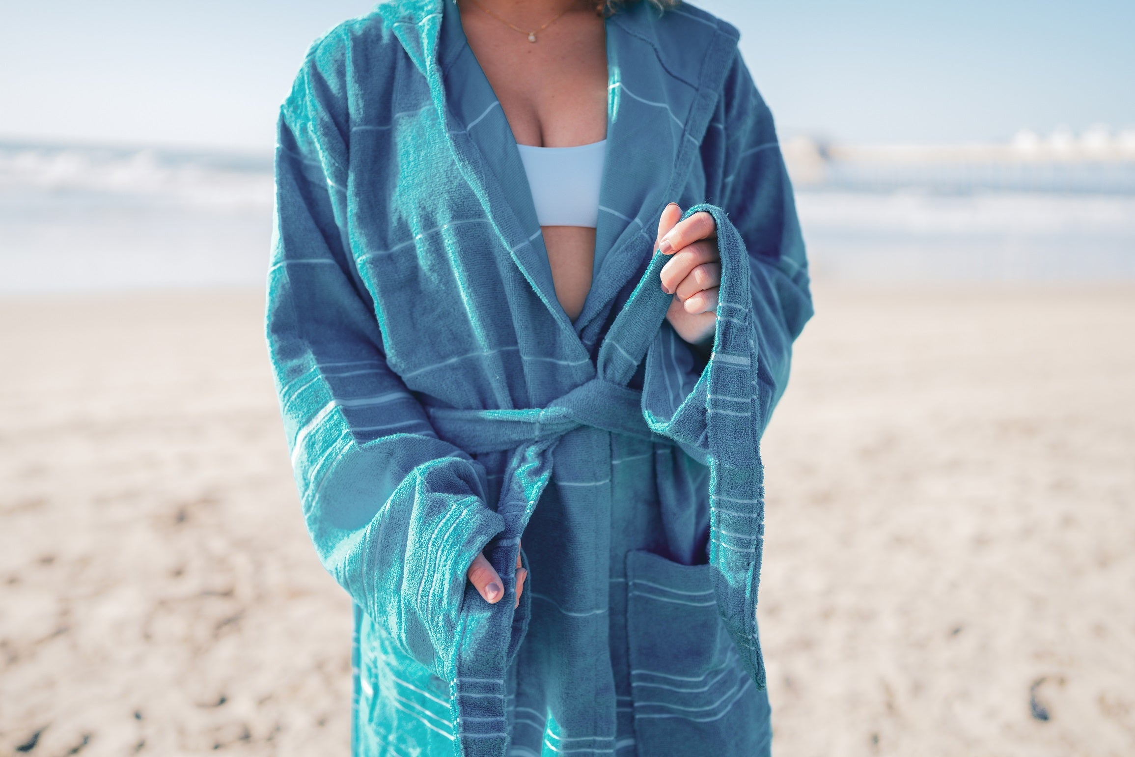 Turkish Towel Terry Bathrobe – 100% Turkish Cotton Plush Terry Lined Unisex Robe-7