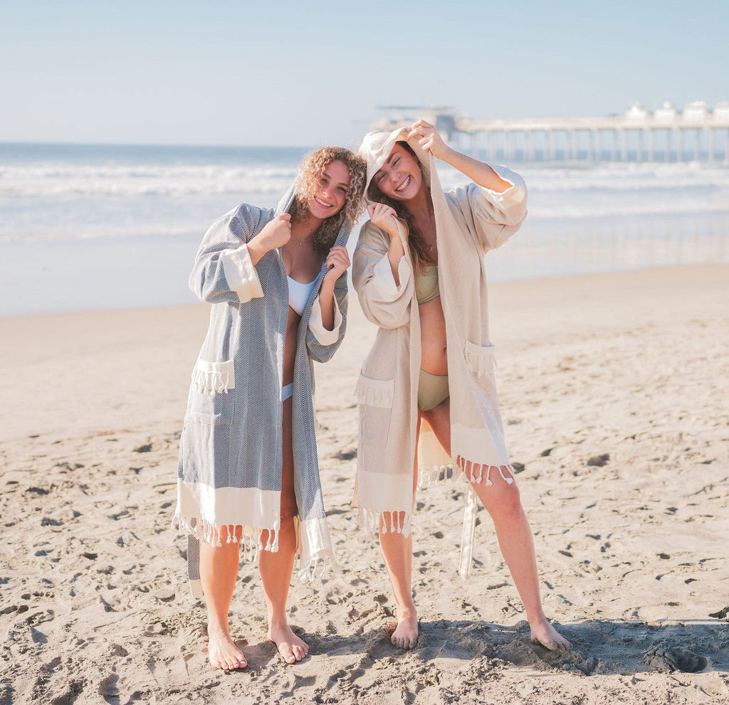 Chevron Cotton Turkish Bathrobe – 100% Turkish Cotton Chevron Weave Unisex Robe (S/M, L/XL)-1