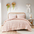 Twin/Twin XL 2-Piece Pink Pompom Hypoallergenic Microfiber Comforter Set-0