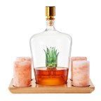 Tequila Decanter With Four Pink Himalayan Salt Shot Glasses Set-0