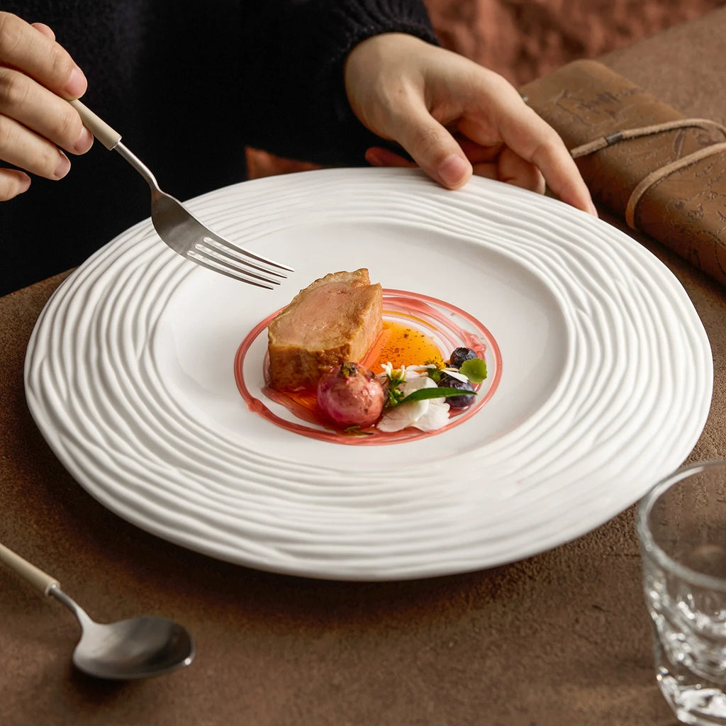 Double-Layer Ripple Porcelain Dinner Plate — Art in Every Curve-1