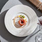 Minimalist Textured Ceramic Dinner Plate – White Modern Tableware-1