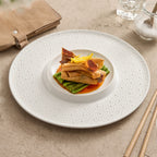 Textured Rim Porcelain Dinner Plate | Inner Coupe Fine Dining Plate-0
