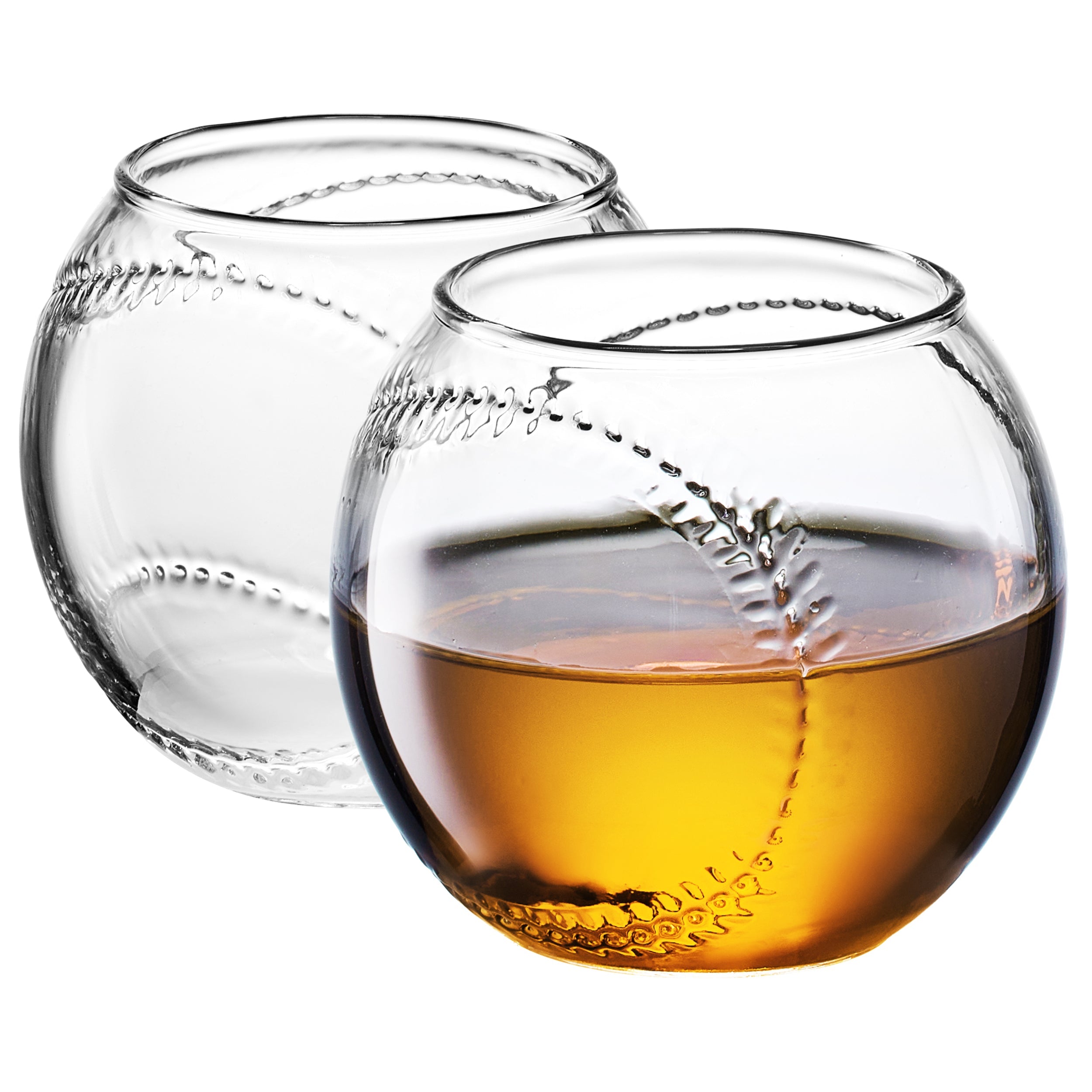 Baseball Round Whiskey Glasses | 10oz Whiskey Glass Set of 2-0