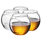Baseball Round Whiskey Glasses | 10oz Whiskey Glass Set of 4 | Tumbler for Any Occasion, Sport Lover Gifts, Baseball Themed Party, Baseball Birthday Gift Set - Dad, Men Father Gift Novelty - Parties-0
