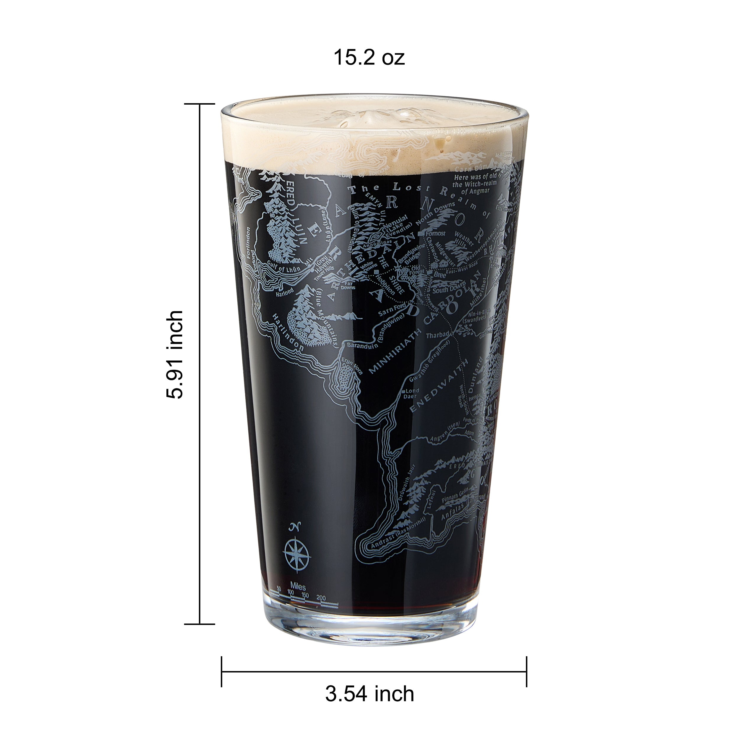 LOTR Middle Earth Map Beer Glass - 15 OZ Middle-Earth-2