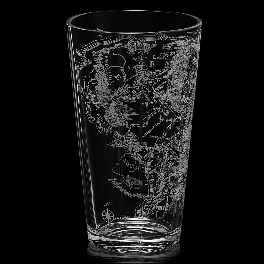 LOTR Middle Earth Map Beer Glass - 15 OZ Middle-Earth-3