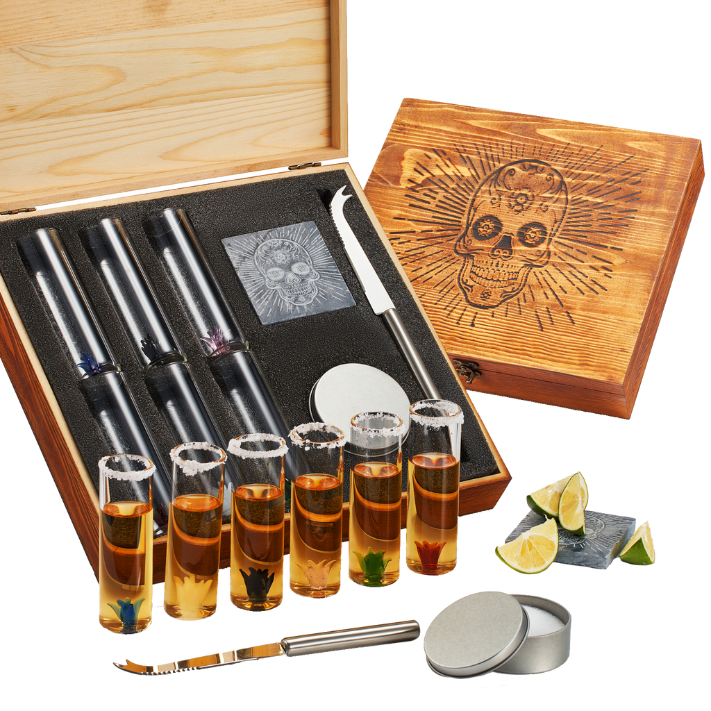 Tequila Shot Glass & Salt Gift Set for Men & Women