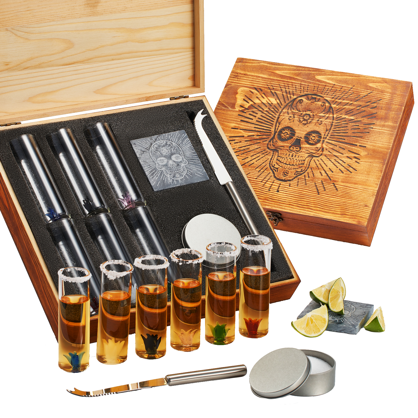 Tequila Shot Glass & Salt Gift Set for Men & Women