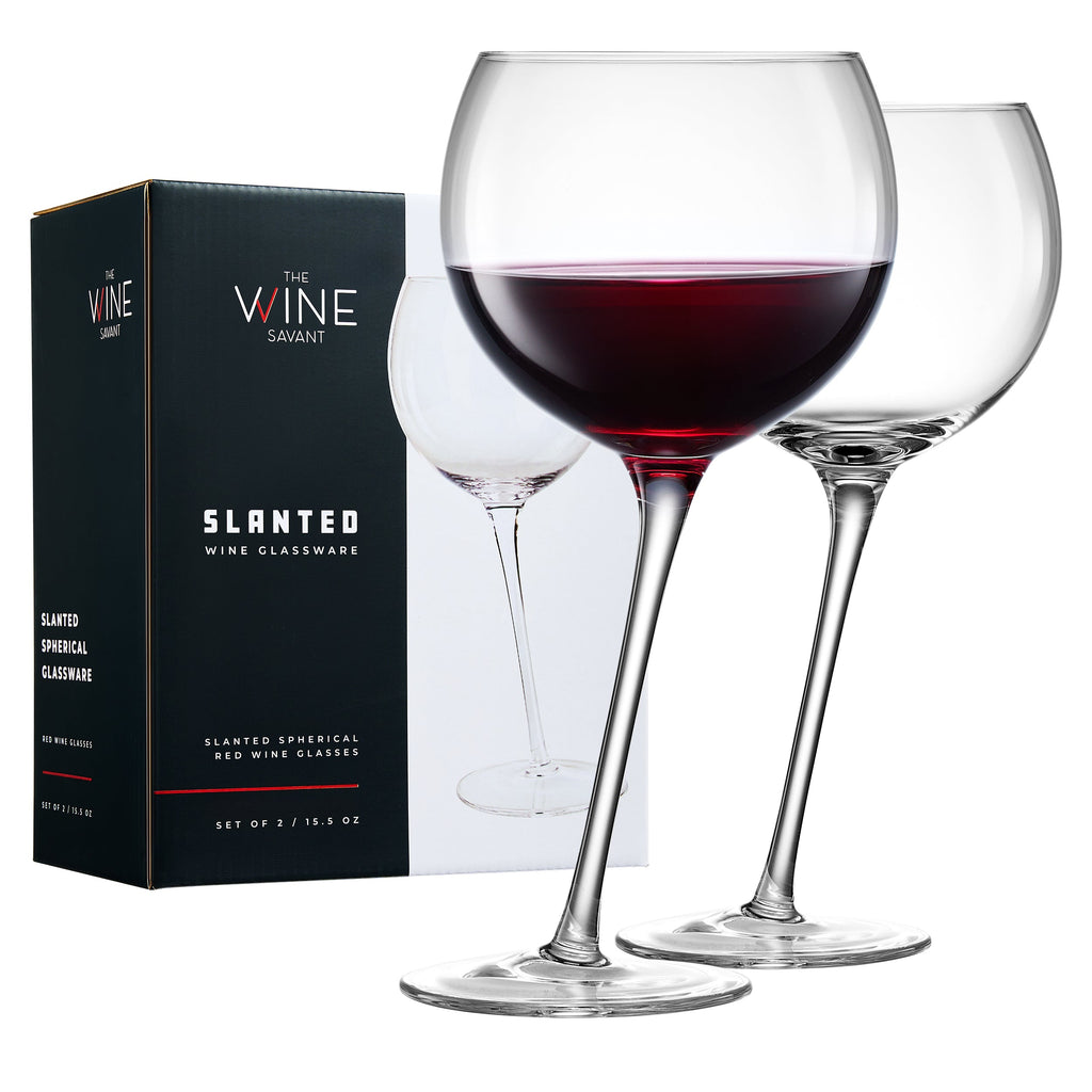 Tipsy Wine Glasses Set of 2 - 15.5OZ Unique Tilted Stemless Wine Glasses-0