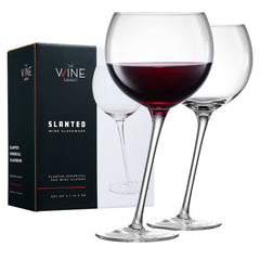 Tipsy Wine Glasses Set of 2 - 15.5OZ Unique Tilted Stemless Wine Glasses-0